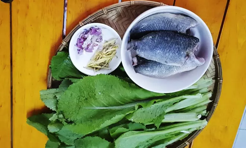 Nguyên liệu canh cá rô rau cải
