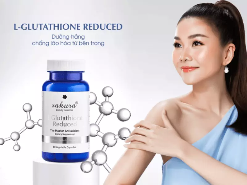 Viên uống trắng da của Nhật Bản Sakura L-Glutathione Reduced bổ sung vitamin và dưỡng chất nuôi dưỡng làn da, chống lão hóa